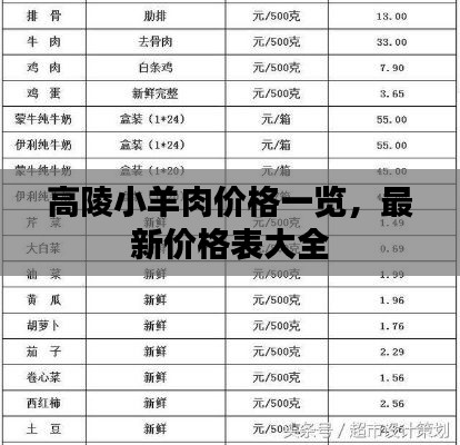 高陵小羊肉价格一览,最新价格表大全